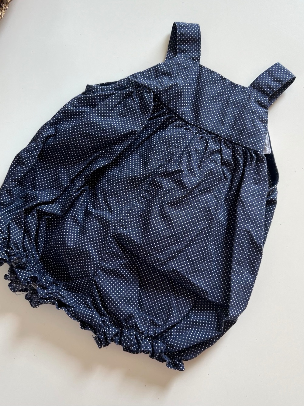 Vintage Navy French Dot Nautical Boat Bubble Romper | 0-6m - Picture 4 of 5